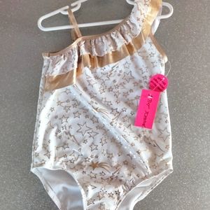 Betsey Johnson size 7/8 girls White and Gold with Stars UPF ÷ 50